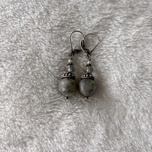 Labradorite/pearl/crystal sterling silver earrings